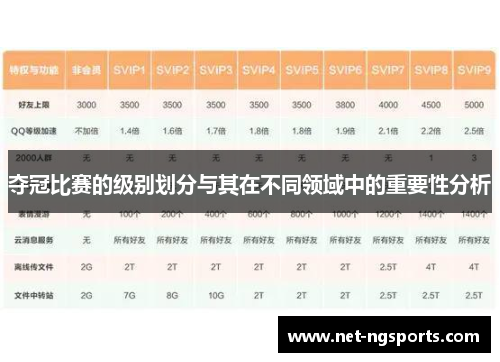 夺冠比赛的级别划分与其在不同领域中的重要性分析